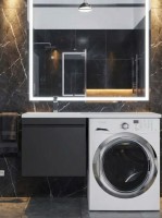 Тумба под стиральную машину подвесная Uperwood Magenta 45х50х55 см, черная, выдвижной ящик