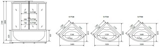 Timo Lux T-7755 душевая кабина 150*150*230, турецкая баня хамам