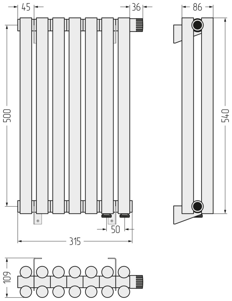 Эстет-11 EU50 500х315 7 секций