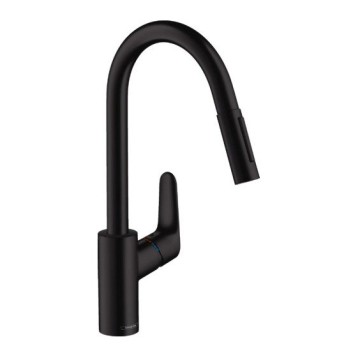 Смеситель для кухни Hansgrohe Focus 240, 31815670 с выдвижным душем черный матовый