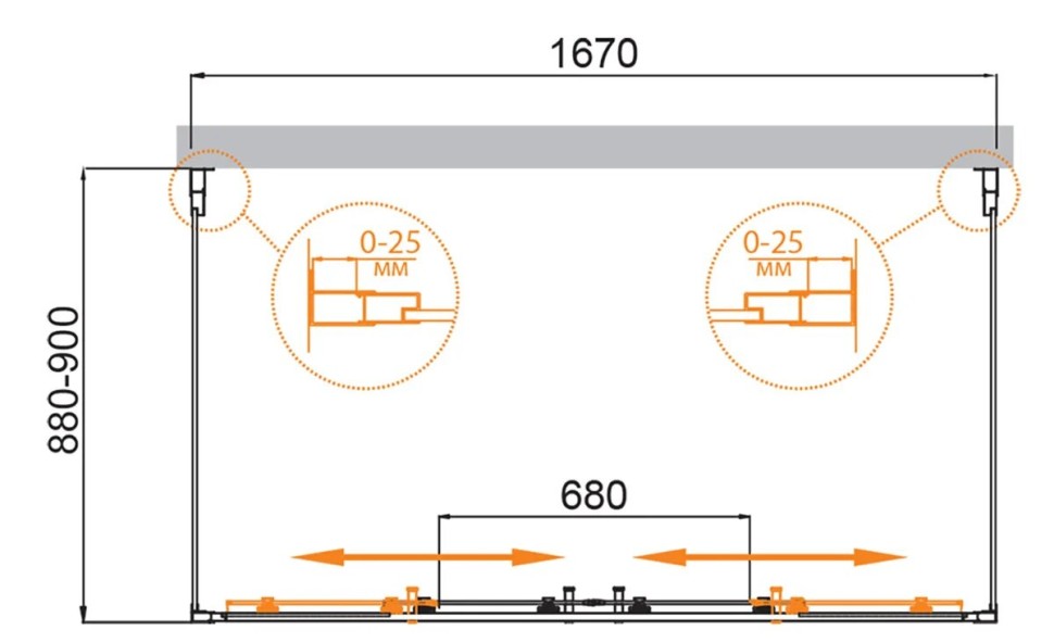 Душевой уголок CEZARES MOLVENO-AH-2/2-170/90-C-BORO-IV