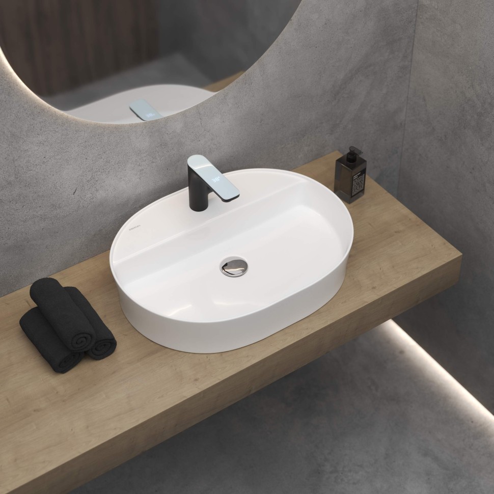 Раковина BERGES Ego SL накладная овал 60х45 см, с отверстием под смеситель