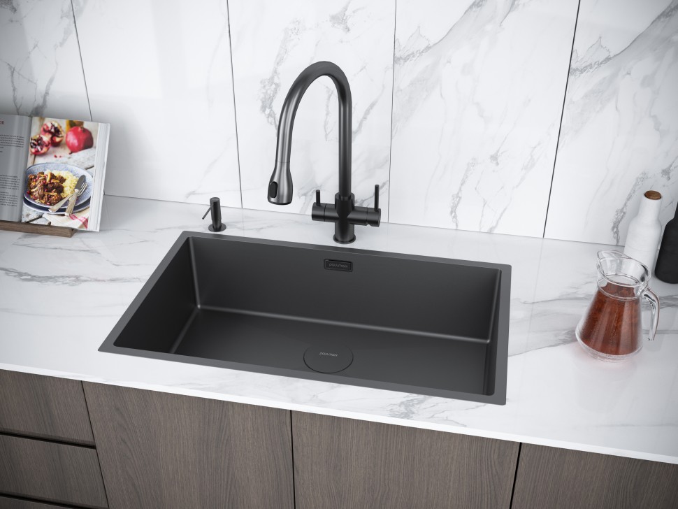 Мойка нерж. сталь NEXT 74 UNI, PM217444-MG, матовый серый, 740х440мм, Paulmark 1,2мм