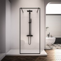 Душевая перегородка Veconi Korato KR-90B, 1100x2000, черный, стекло прозрачное