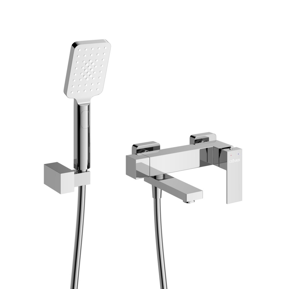 Смеситель для ванны и душа в комплекте с ручным душем, шлангом и держателем CEZARES SLIDER-VD-01