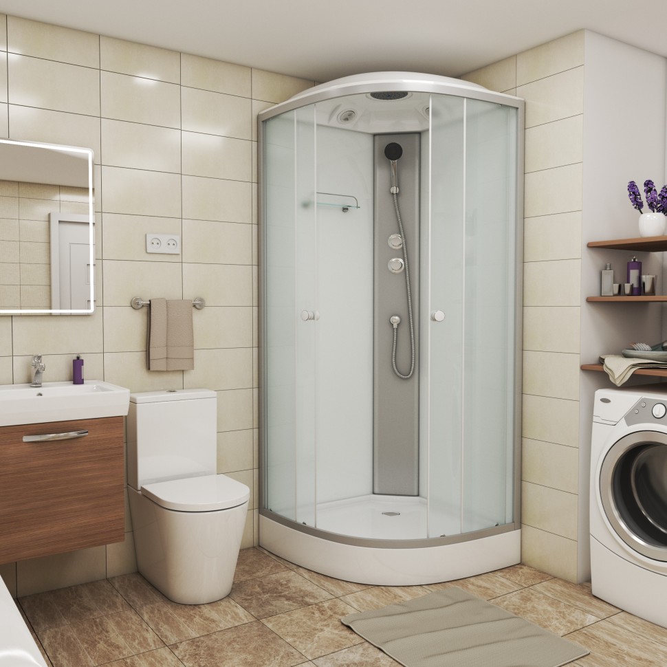 Душевая кабина Niagara Eco E100/13/MT (100х100х215) низкий поддон(13см),стекло матовое,3 места