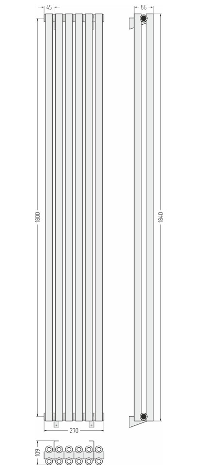 Эстет-00 1800х270 6 секций