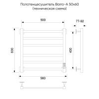 Полотенцесушитель электрический Barro-A, 50/60, графит брашинг