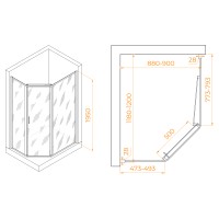 Душевой уголок RGW PA-86S (Прозрачное, 900x1200)