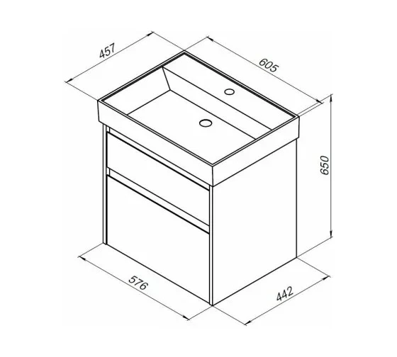Тумба с раковиной Nova Lite 60 2 ящ. цв. дуб рустикальный