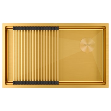 Мойка нерж. сталь NEXT-PRO 74 UNI, PM707445-BG, брашированное золото, 740х450мм, Paulmark 1,2мм
