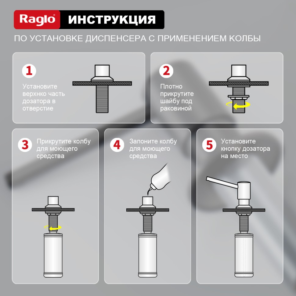Кухонный диспенсер для моющего средства Raglo графит