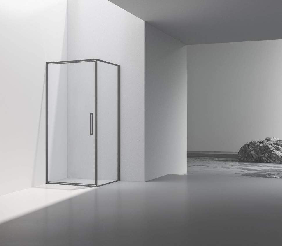 Душевой уголок Slim 8mm VSR-4SLP9090CLGM, 900*900, вороненая сталь, стекло прозрачное