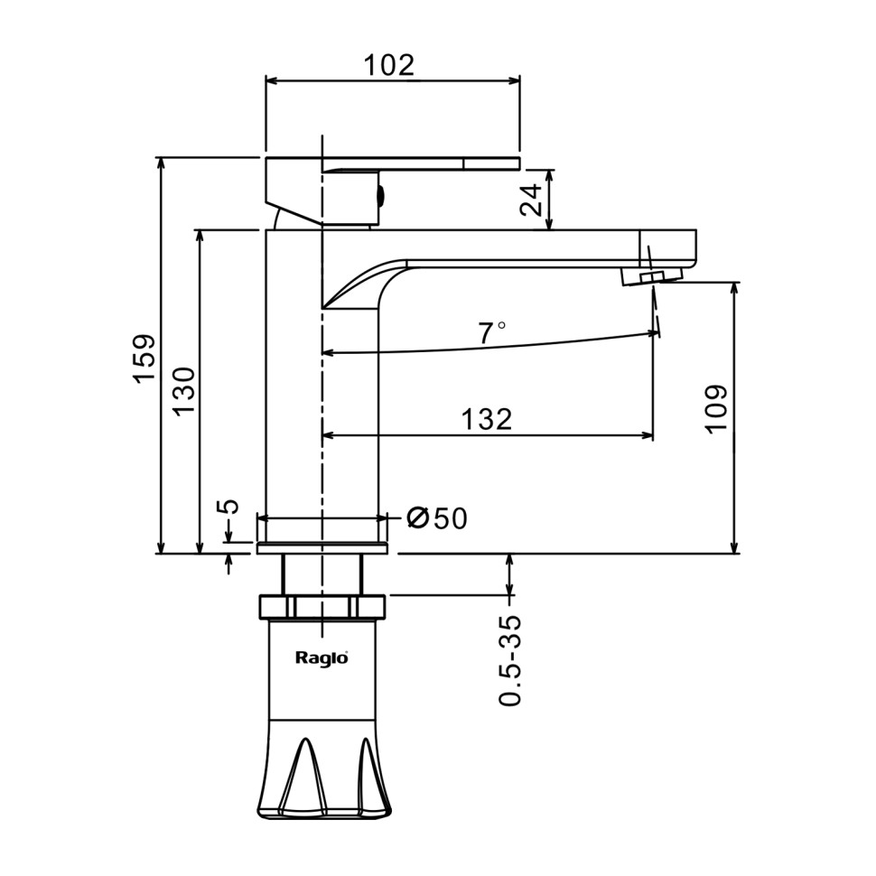 Смеситель Raglo для умывальника R50.10.09 Графит