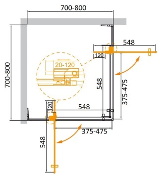Душевой уголок CEZARES SLIDER-A-2-70/80-C-NERO