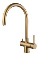 Смеситель для кухни Heller, брашированное золото, He213218-BG, Paulmark