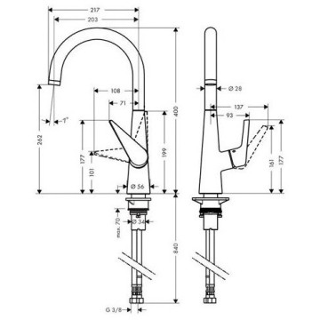 Смеситель для кухни Hansgrohe Talis S 200 72813000 хром