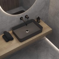 Раковина BERGES Ego SL накладная, 55x38 см, матовый антрацит, без отверстия под смеситель