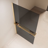 Душевая перегородка Walk-In VSW-1HR100CGG, 1000*2000, матовый золотой, стекло тонированное