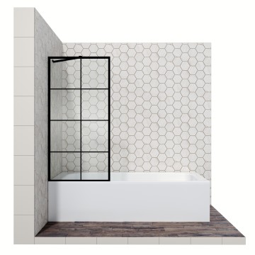 Шторка для ванны Ambassador Bath Screens 16041208 (70х140) черный,стекло прозрачное с рисунком,неподвижное,1 место