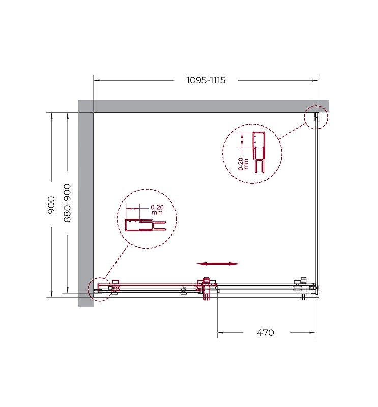 Душевой уголок BelBagno MARINO-AH-1-110/90-C-Cr