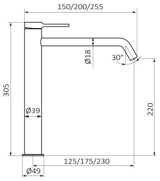 Смеситель для раковины GRB TIME XXL 47576522, черный матовый