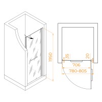Душевая дверь RGW PA-103 (Прозрачное, 800)