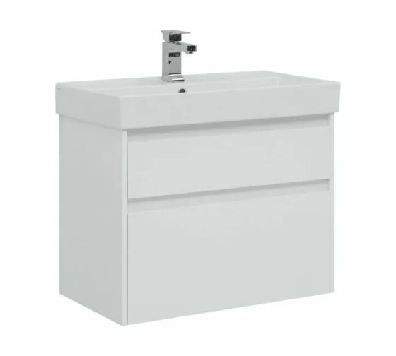 Тумба с раковиной Nova Lite 75 2 ящ. цв.бел. Глянец