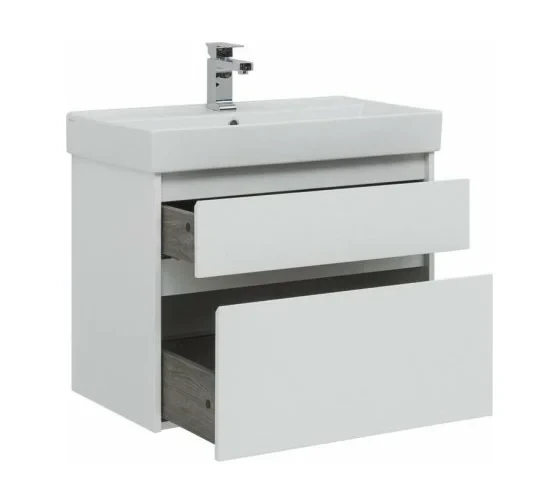 Тумба с раковиной Nova Lite 75 2 ящ. цв.бел. Глянец