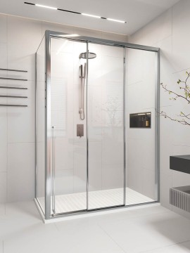 Душевой угол раздвижной Veconi Premium Prato 300 SP CH-R, 1500х900x2000, хром, стекло прозрачное