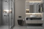 Комплект подвесной унитаз ABBER Rechteck AC1201MB черный матовый с инсталляцией AC0105 и кнопкой AC0120MMG золото матовое