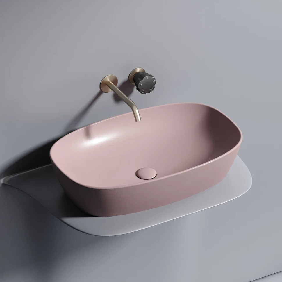 Умывальник чаша накладная овальная (цвет Розовый Матовый) Element 600x380x138мм