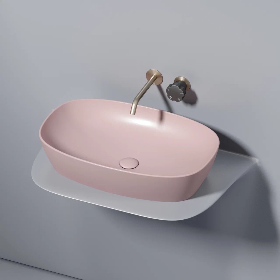 Умывальник чаша накладная овальная (цвет Розовый Матовый) Element 600x380x138мм