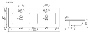 Умывальник накладной прямоугольный Element 1210x465x180мм CN7004