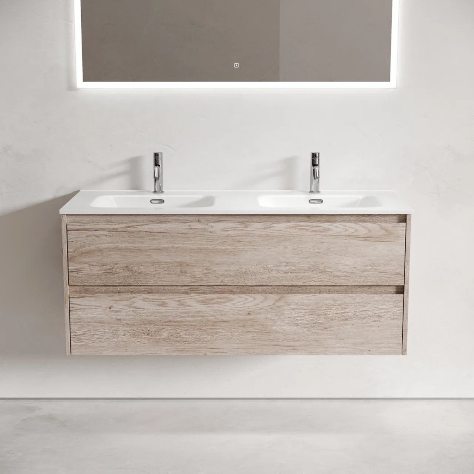 Тумба подвесная SANCOS Libra 1190х450х500, c двумя ящиками оснащенными доводчиками, дуб галифакс натуральный, арт. LB120-2EG