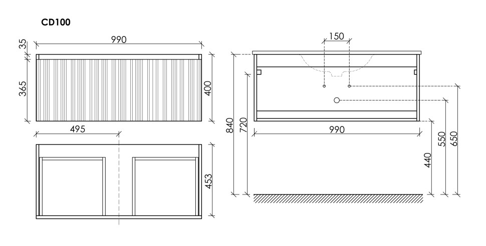Тумба подвесная SANCOS Code 990х453х400, c одним ящиком оснащенным доводчиками, цвет серая платина , арт. CD100GP
