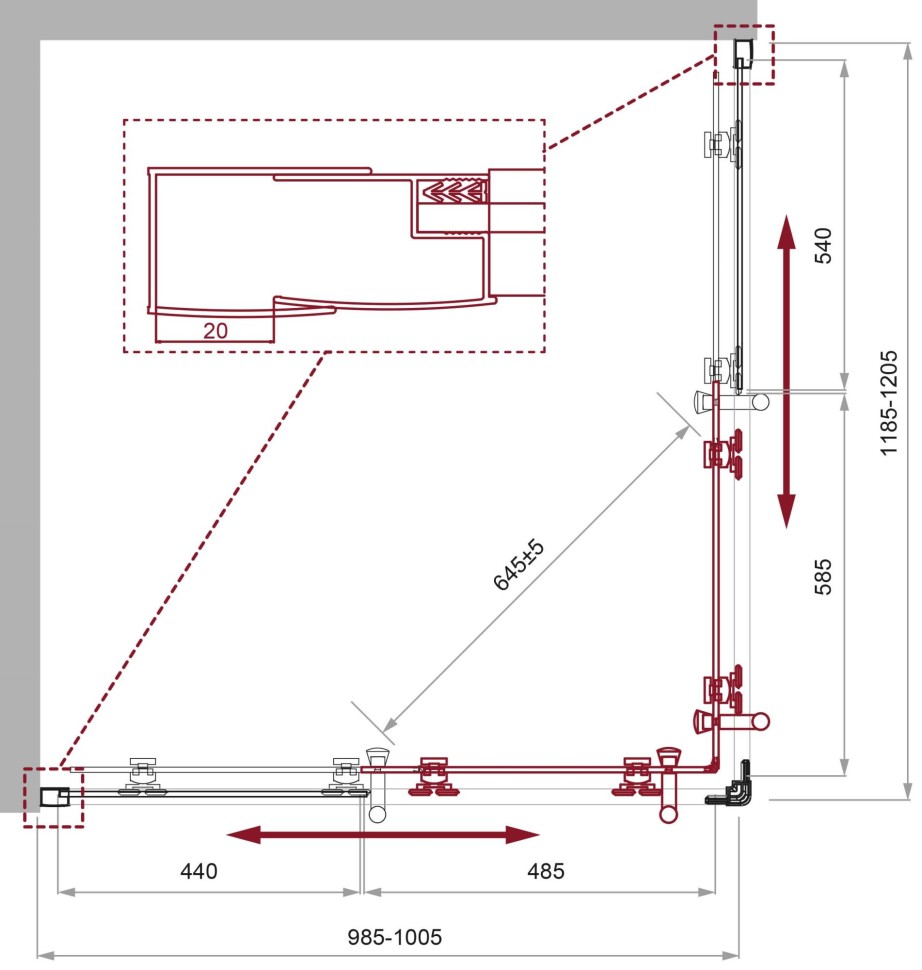 Душевой уголок BelBagno UNO-195-AH-2-120/100-C-Cr