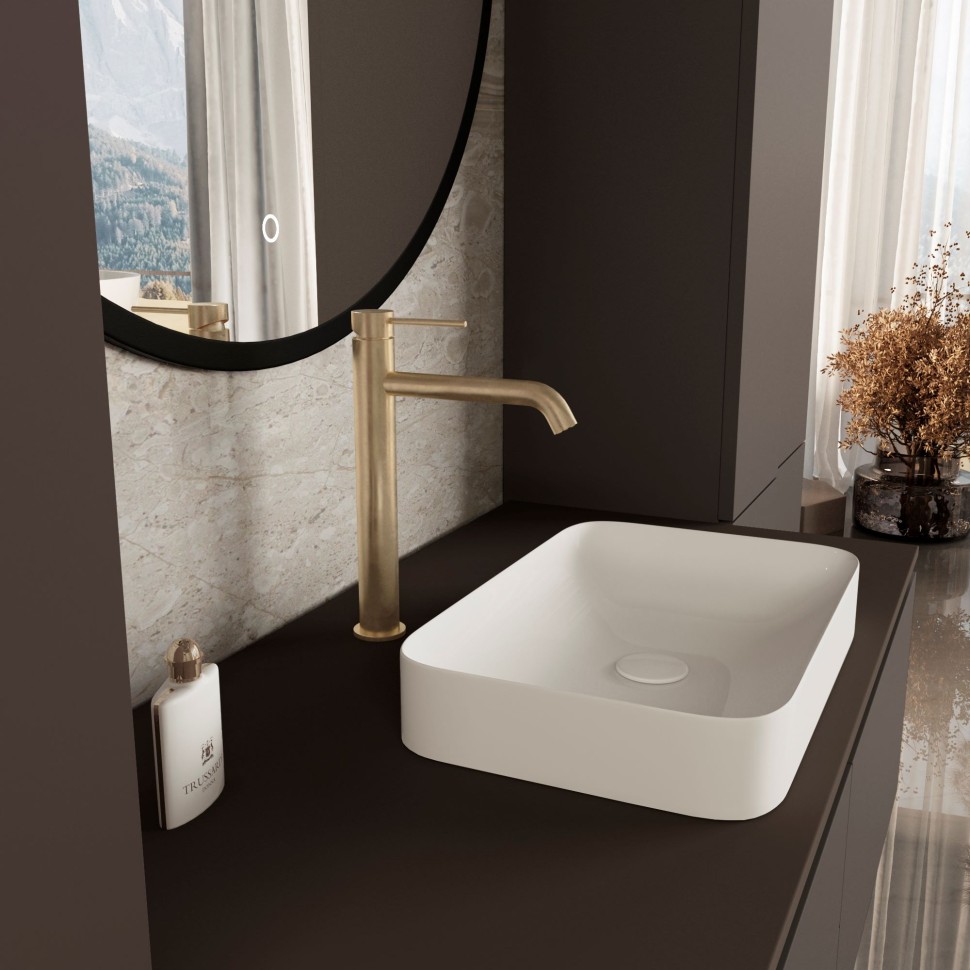 Смеситель для раковины City VBF-2C2BG однорычажный, брашированное золото