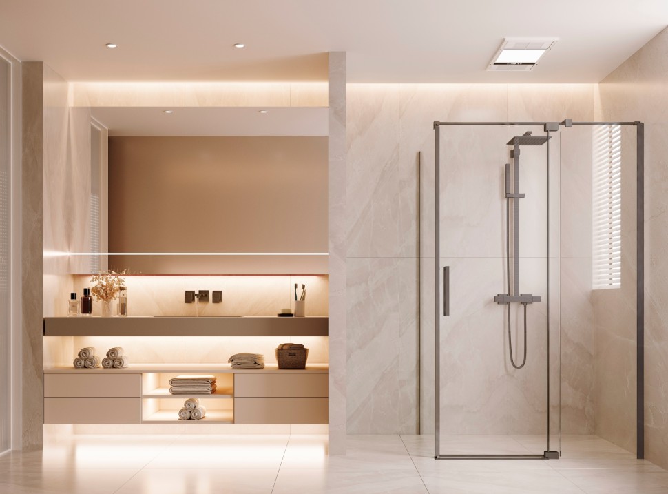 Душевой уголок Экстенза (Extenza) VSR-4EX101110CLGM, 1000/1100*1000, вороненая сталь, стекло прозрачное