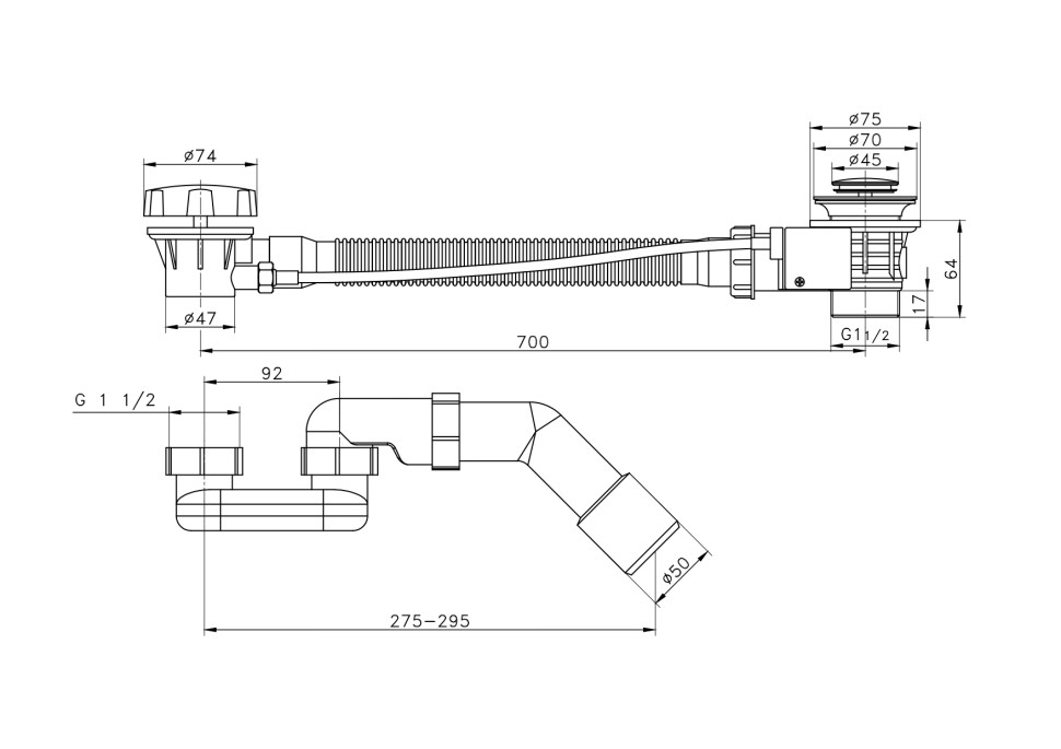 Сифон для ванны полуавтомат Raglo R600.30.09