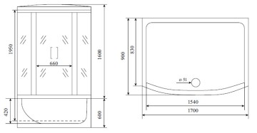Timo Lux T-7770 NEW душевая кабина 170*88*220, турецкая баня хамам