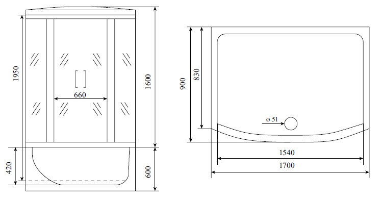 Timo Lux T-7770 NEW душевая кабина 170*88*220, турецкая баня хамам