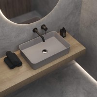 Раковина BERGES Ego SL накладная, 55x38 см, матовый серый, без отверстия под смеситель