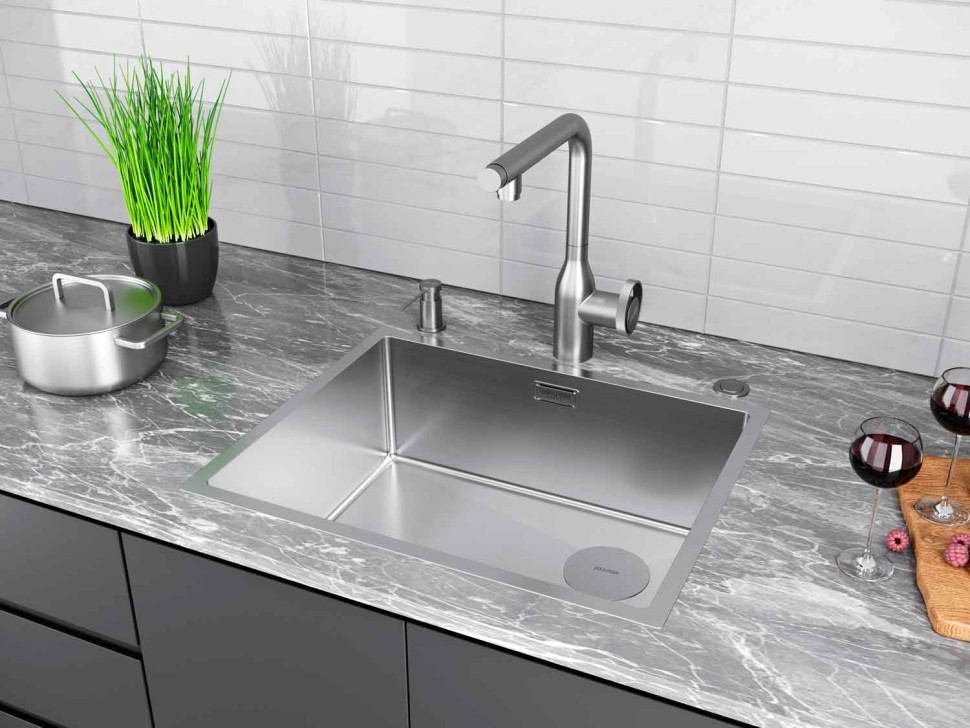 Мойка нерж. сталь NEXT-SKEW 54 UNI, PM885444-BS, брашированная нерж.сталь, 540х440мм, Paulmark 1,2мм