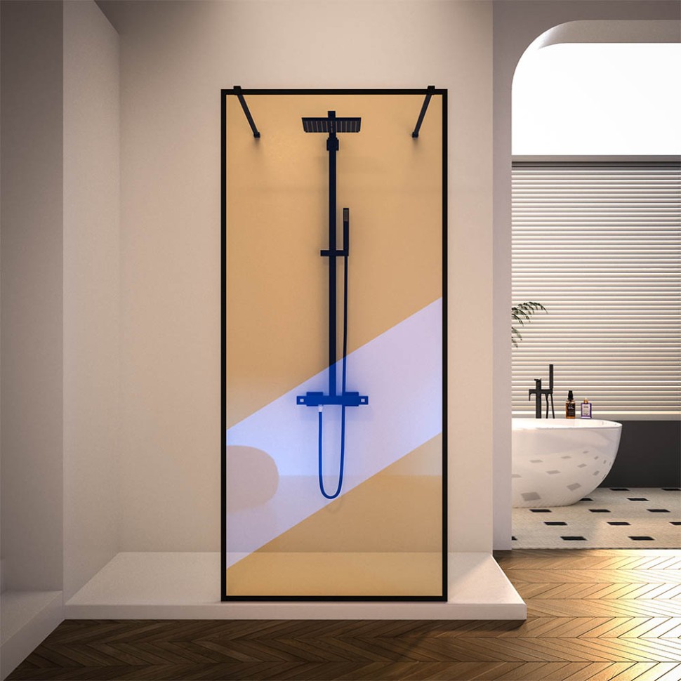 Душевая перегородка Veconi Korato KR-90BС, 1000x2000, черный, стекло хамелеон