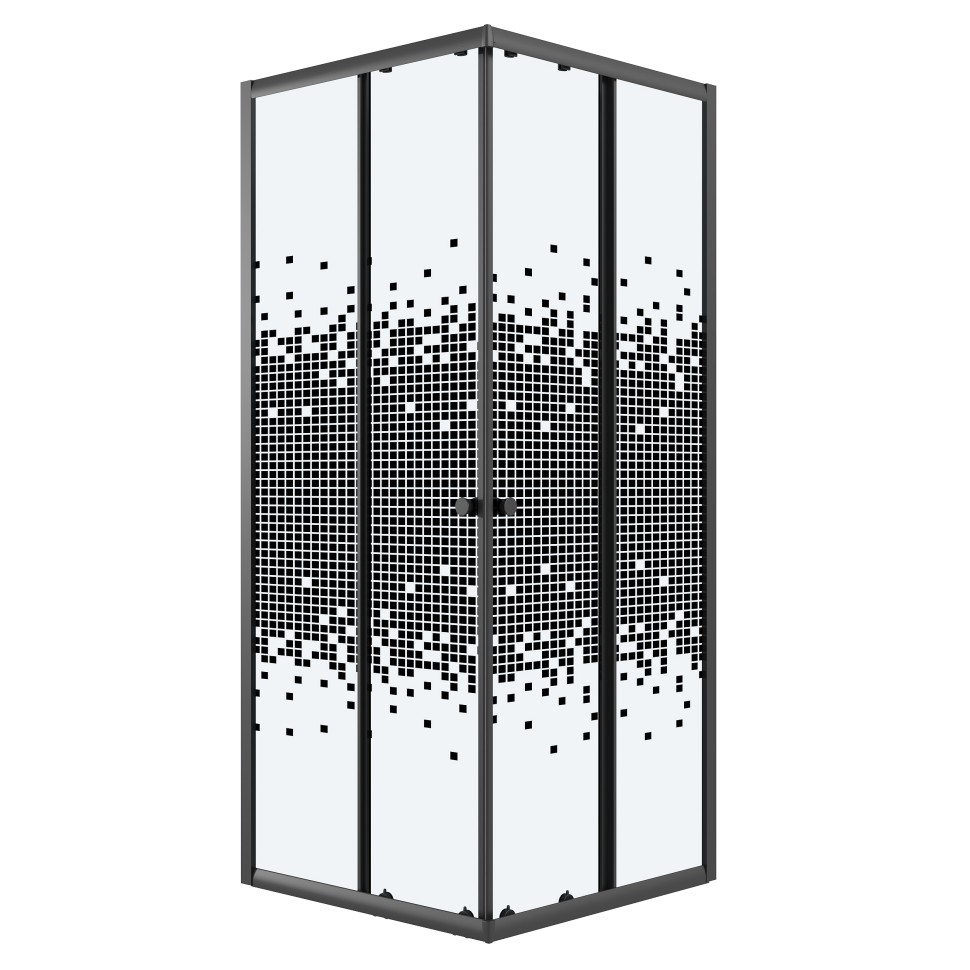 Душевое ограждение Niagara Eco NG-1010-14QBLACK (100х100х190) квадрат,раздвижное,черный,стекло мозаика,1 место