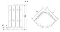Душевая кабина Niagara Luxe NG-7715GBK (90x90х210) низкий поддон(15см),дверь раздвижная,стенки золото,без крыши,4 места
