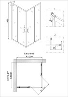 Душевое ограждение Niagara Nova NG-6609-08 (100х100х195) квадрат,хром,двери раздвижные,стекло прозрачное,1 место