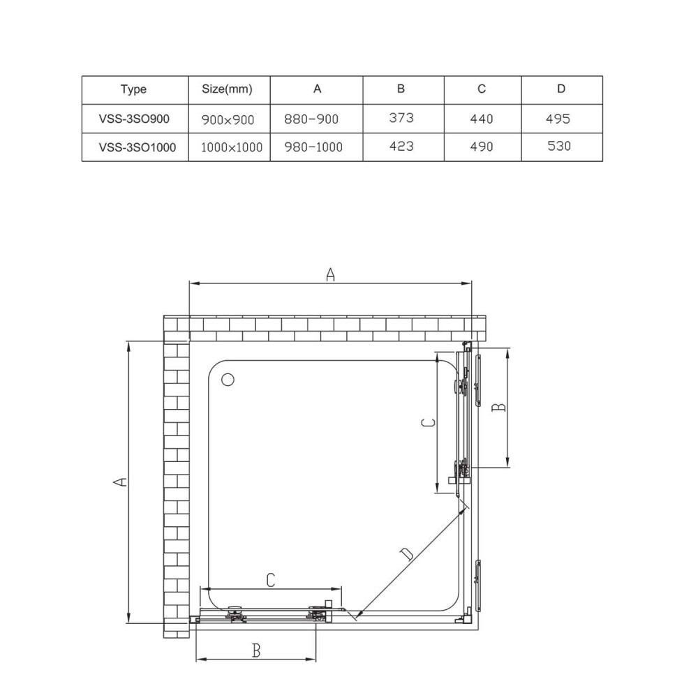 Душевой уголок Софт (Soft) VSS-3SO100CLGM, 1000*1000, вороненая сталь, стекло прозрачное