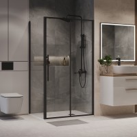 Душевое ограждение Niagara Nova NG-84-11AB-A80B-34 (110х80х195) прямоугольник,черный матовый,дверь раздвижная,стекло прозрачное,2 места